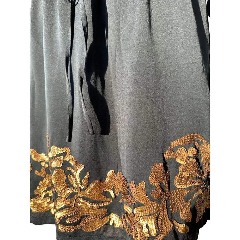 Robbi & Nikki Dress Black With Gold Sequin at the bottom Lined New $365